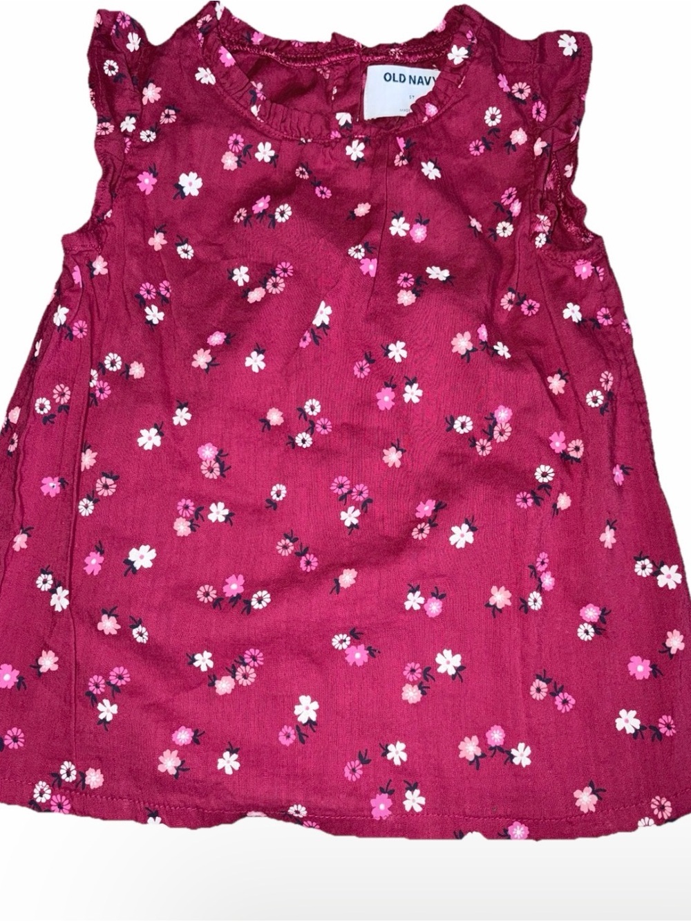 Old Navy Berry Floral Ruffle Sleeve Top 5 T